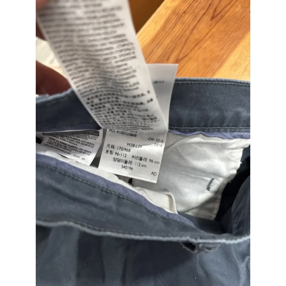 DOCKERS Men's W38 L29 Straight Fit Chino Pants Blue Flat Front Casual